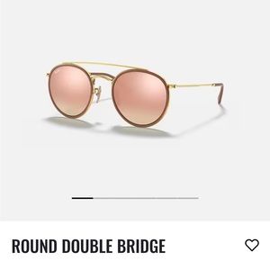 Ray-Ban Mirrored-Sunglasses Round Double Bridge Gold Frame Copper Lenses